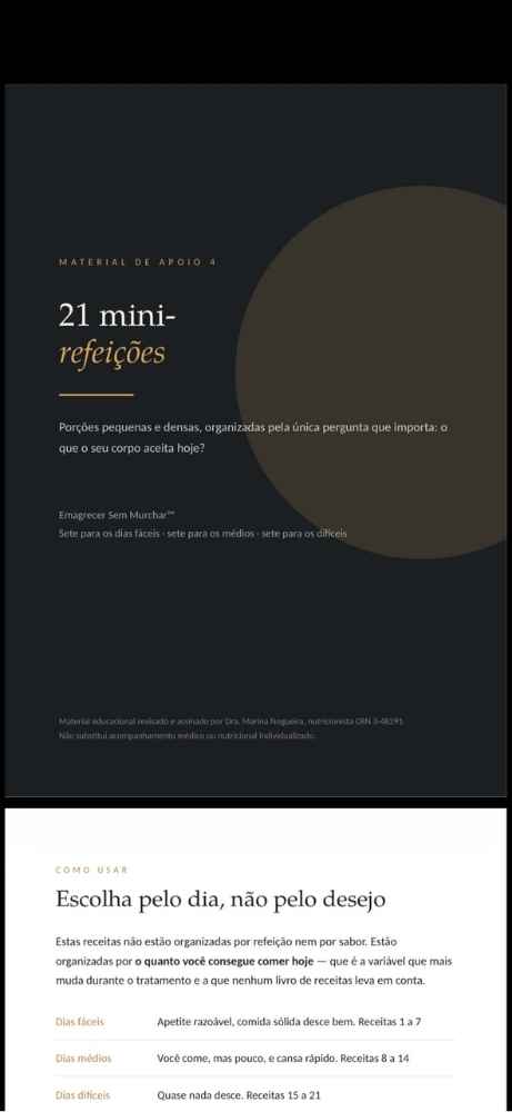 visual editorial de uma página de mini-refeições com opções curtas e organizadas