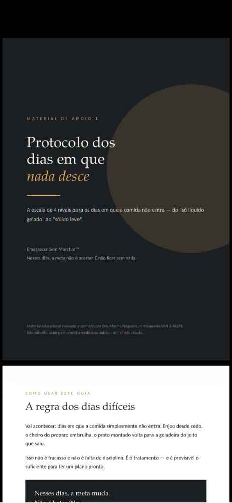 visual editorial do protocolo dos dias de enjoo dividido por níveis de tolerância