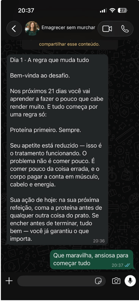 visual editorial da mensagem do Dia 1 com orientação curta e clara em tela de celular